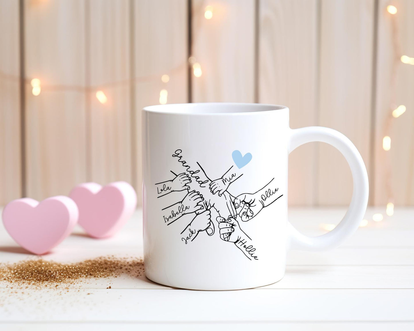 Personalised Holding Hands Mug Children Grandchildren Daddy Grandad Gift