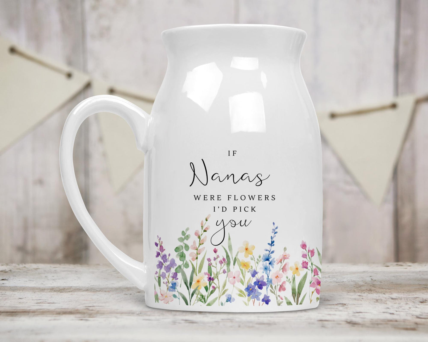 Personalised Vase Mother's Day Mummy Grandma Nanny Mum Ceramic Flower Jug Birthday Gift