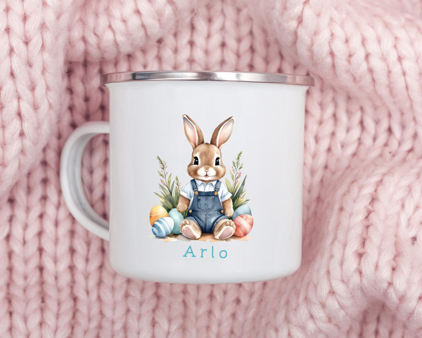 Personalised Easter Mug Children's Bunny Gift Enamel Kids Cup