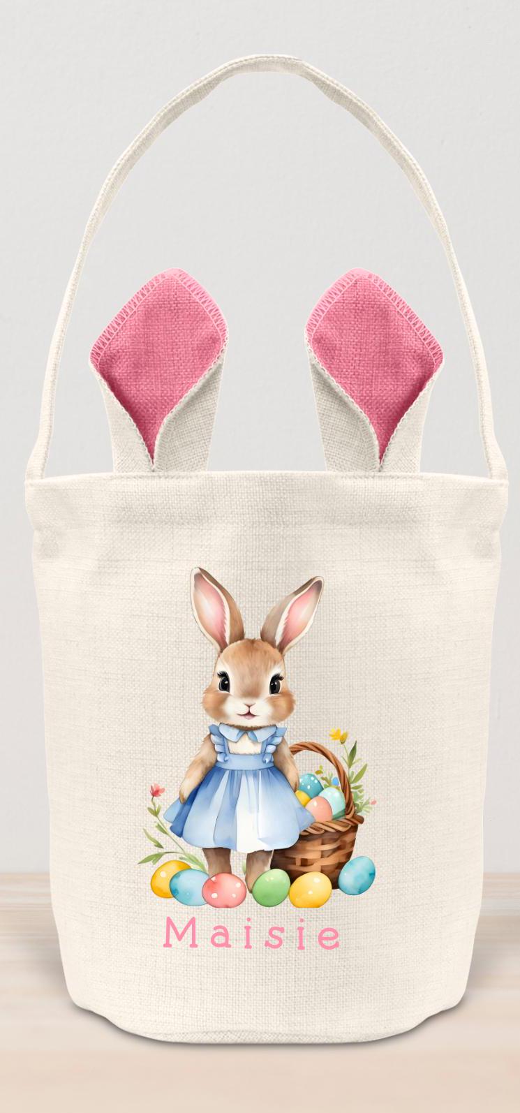 Personalised Easter Basket Bag Kids Egg Hunt Children's Bunny Gift