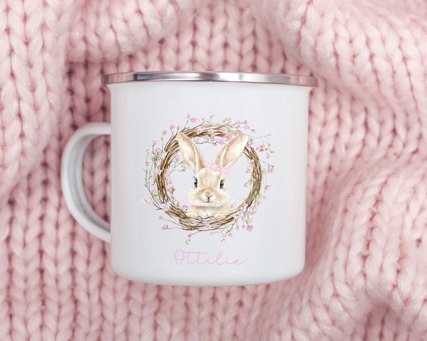 Personalised Easter Mug Children's Bunny Gift Enamel Kids Cup