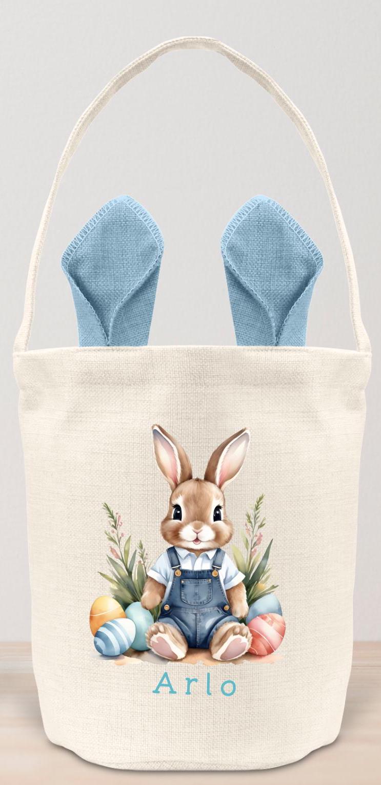 Personalised Easter Basket Bag Kids Egg Hunt Children's Bunny Gift