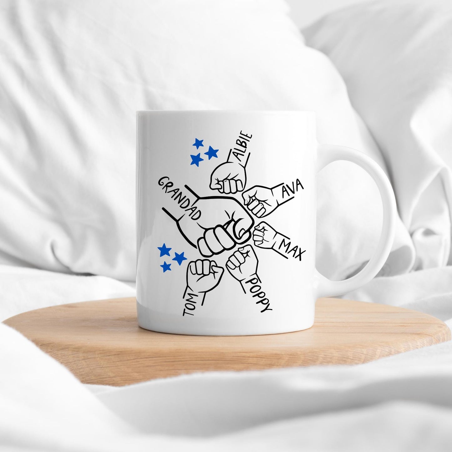 Father's Day Personalised Mug Fist Pump Hands Daddy Grandad Grandpa Birthday Children & Grandchildren Gift For Dad