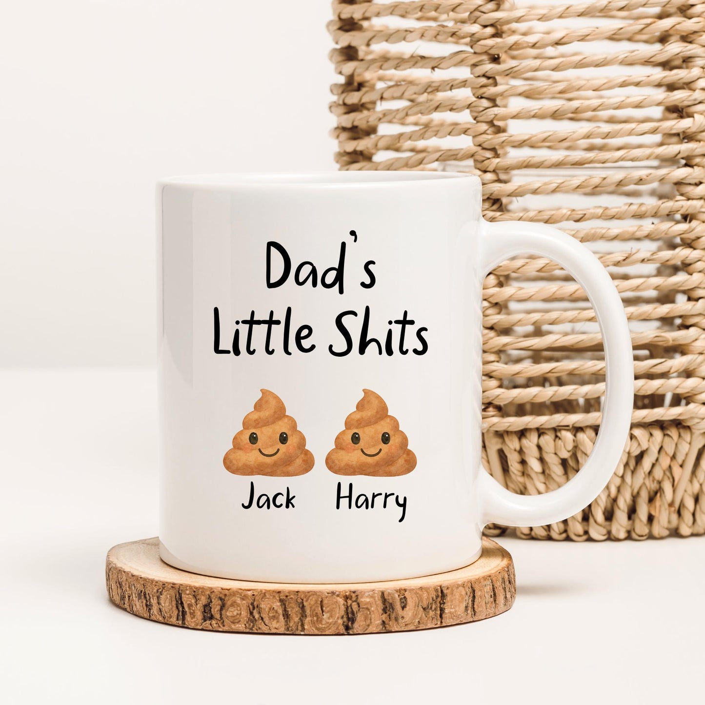Father's Day Mug Personalised Funny Dad's Little Shits Daddy Grandad Grandpa Birthday Rude Gift For Dad
