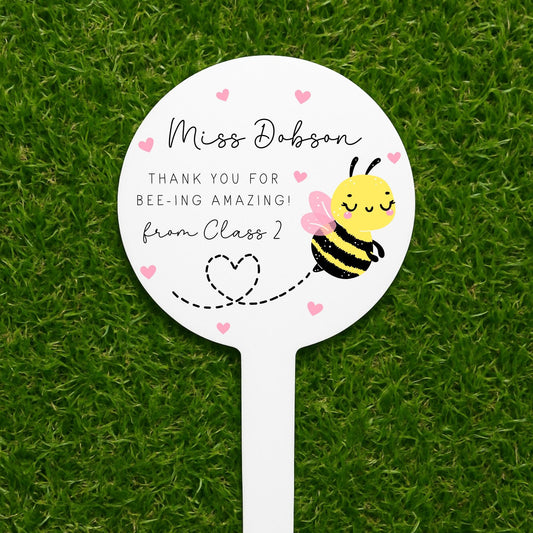 Personalised Teacher Gift Plant Stake End Of Term Thank you Present Bee Flower Marker