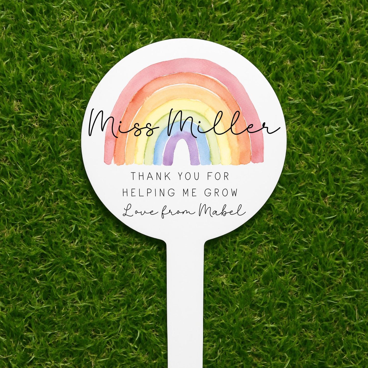 Personalised Teacher Gift Plant Stake End Of Term Thank you Present Rainbow Flower Marker