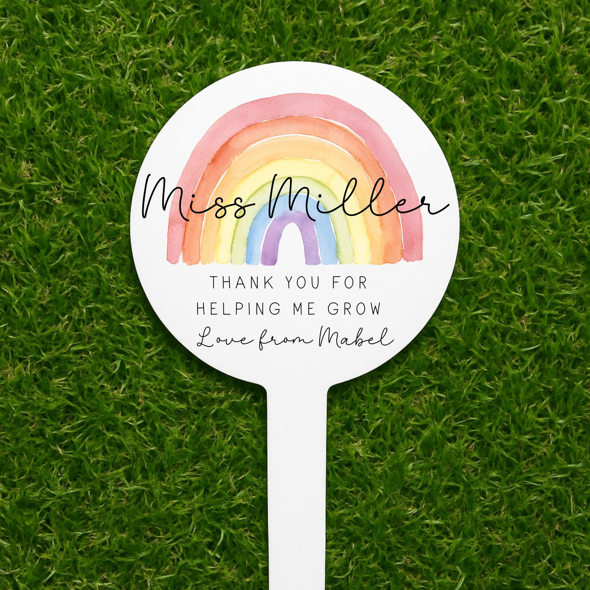 Personalised Teacher Gift Plant Stake End Of Term Thank you Present Rainbow Flower Marker
