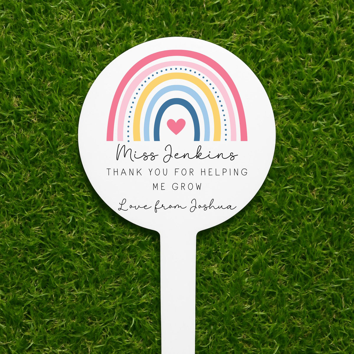 Personalised Teacher Gift Plant Stake End Of Term Thank you Present Rainbow Flower Marker