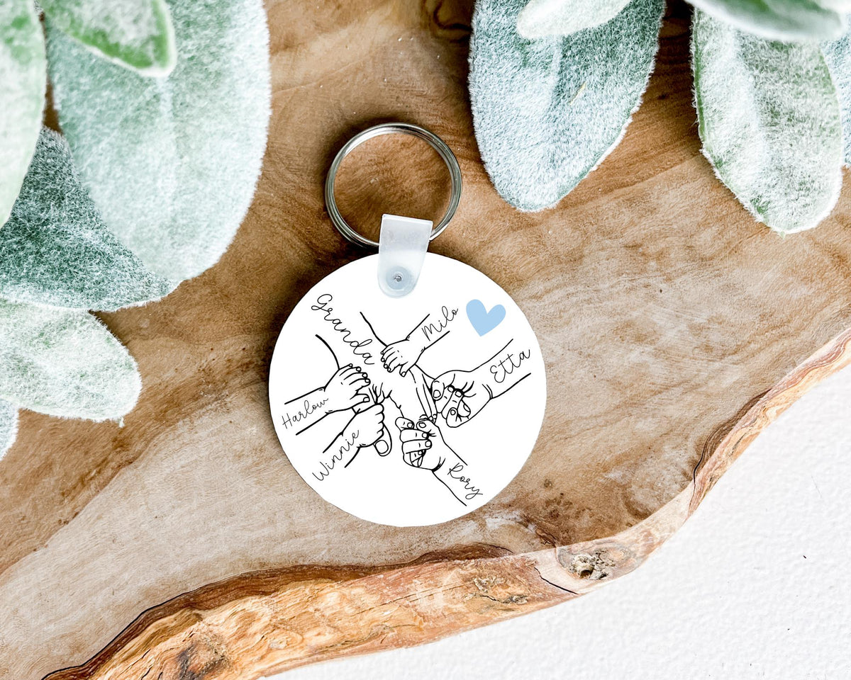 Father's Day Personalised Keyring Gift Daddy Dad Grandad Children Hands Birthday Keepsake