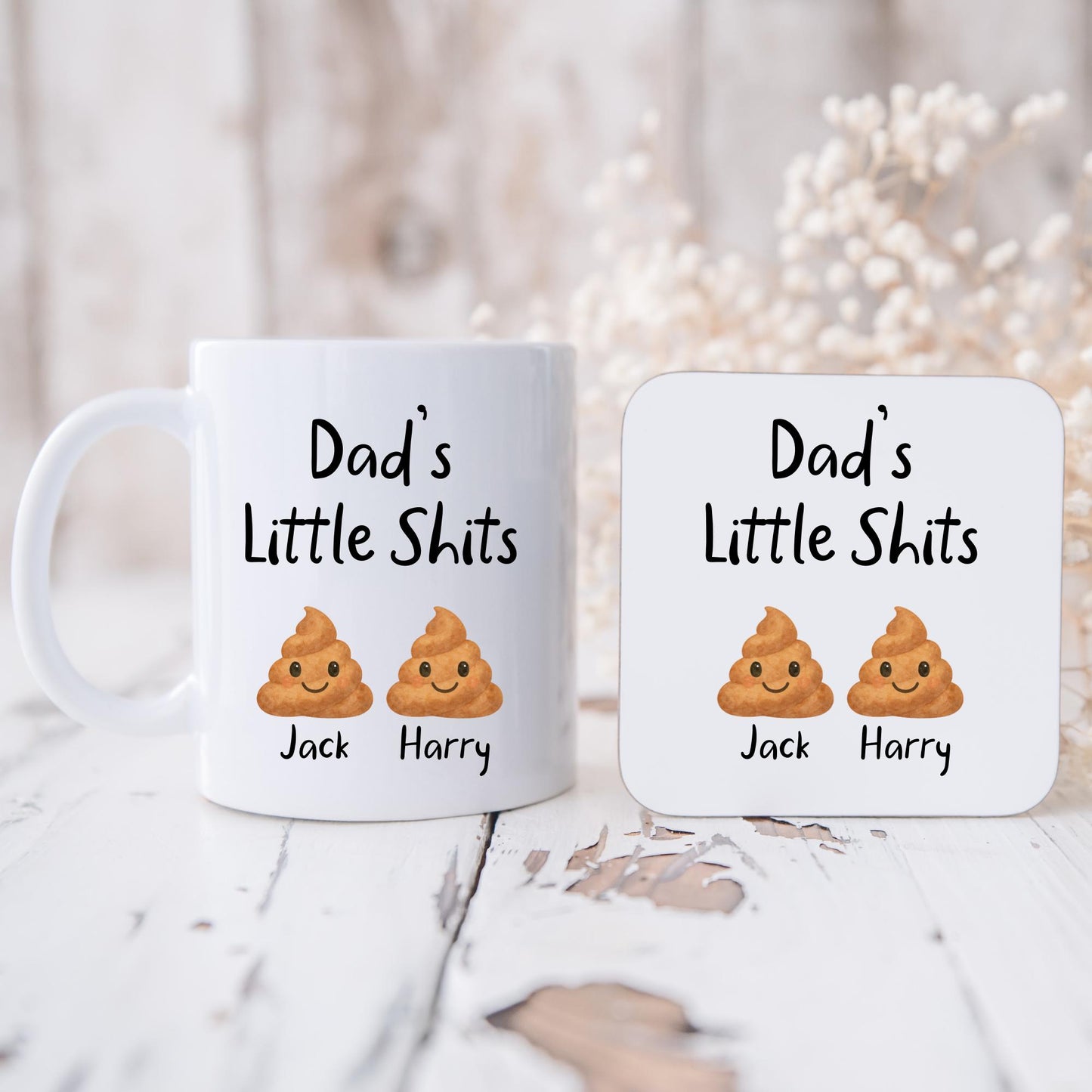Father's Day Mug Personalised Funny Dad's Little Shits Daddy Grandad Grandpa Birthday Rude Gift For Dad