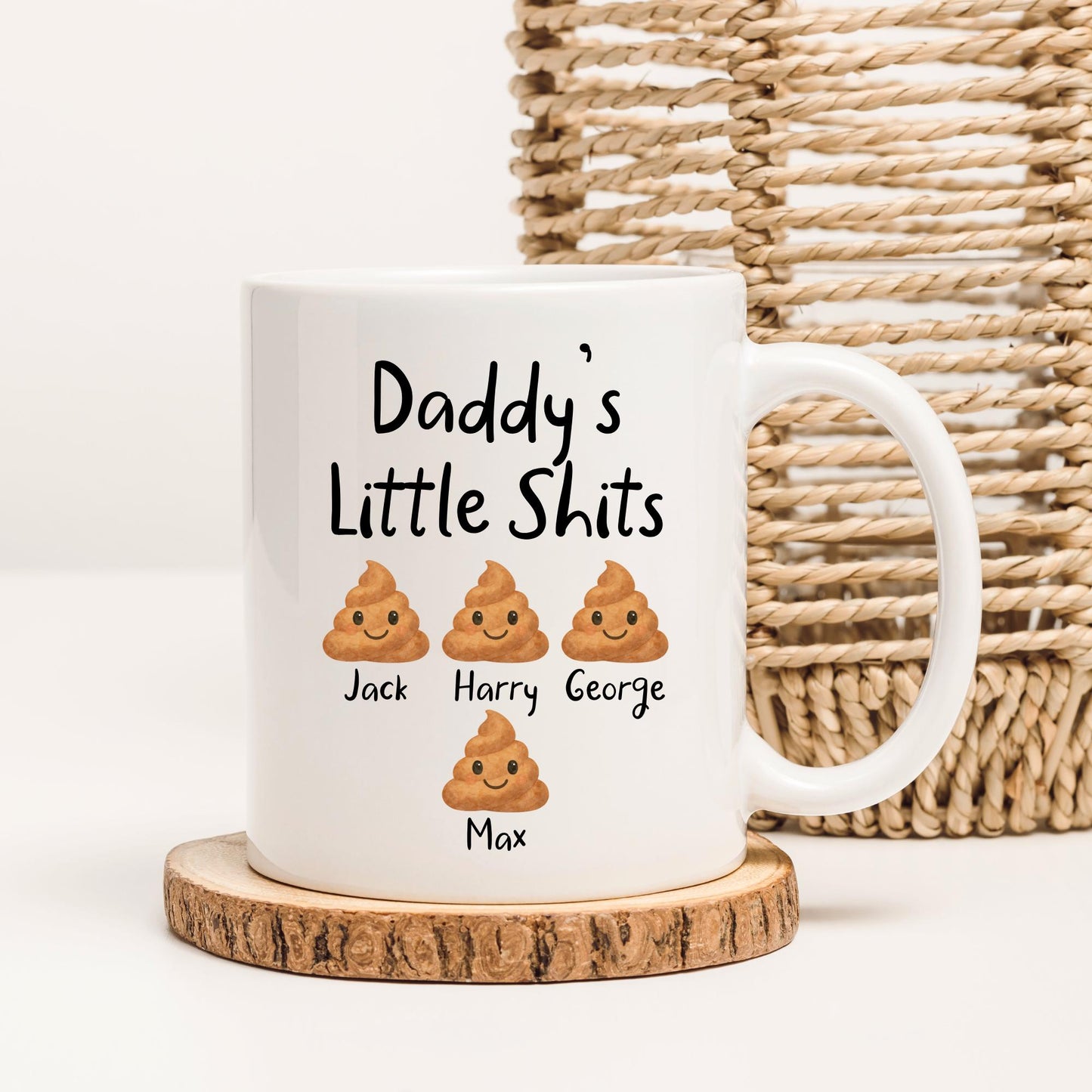Father's Day Mug Personalised Funny Dad's Little Shits Daddy Grandad Grandpa Birthday Rude Gift For Dad