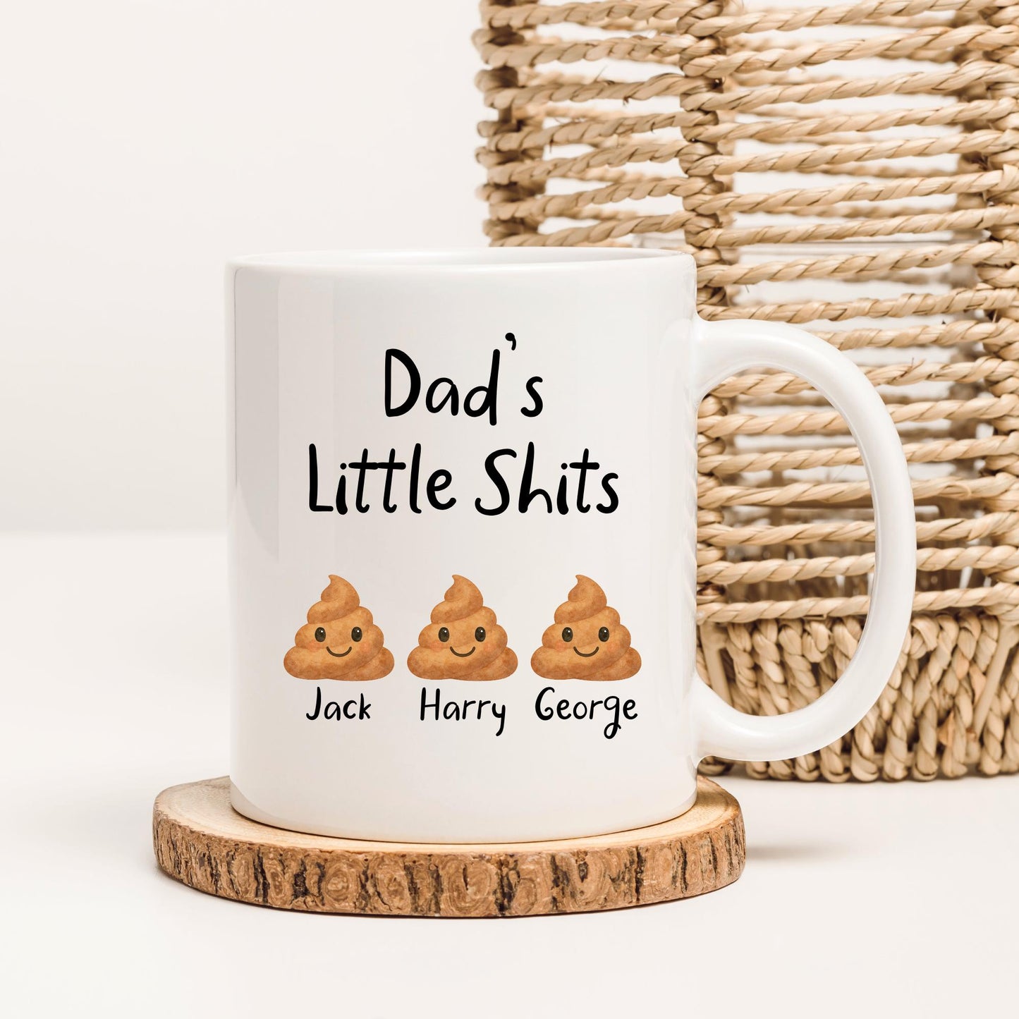 Father's Day Mug Personalised Funny Dad's Little Shits Daddy Grandad Grandpa Birthday Rude Gift For Dad