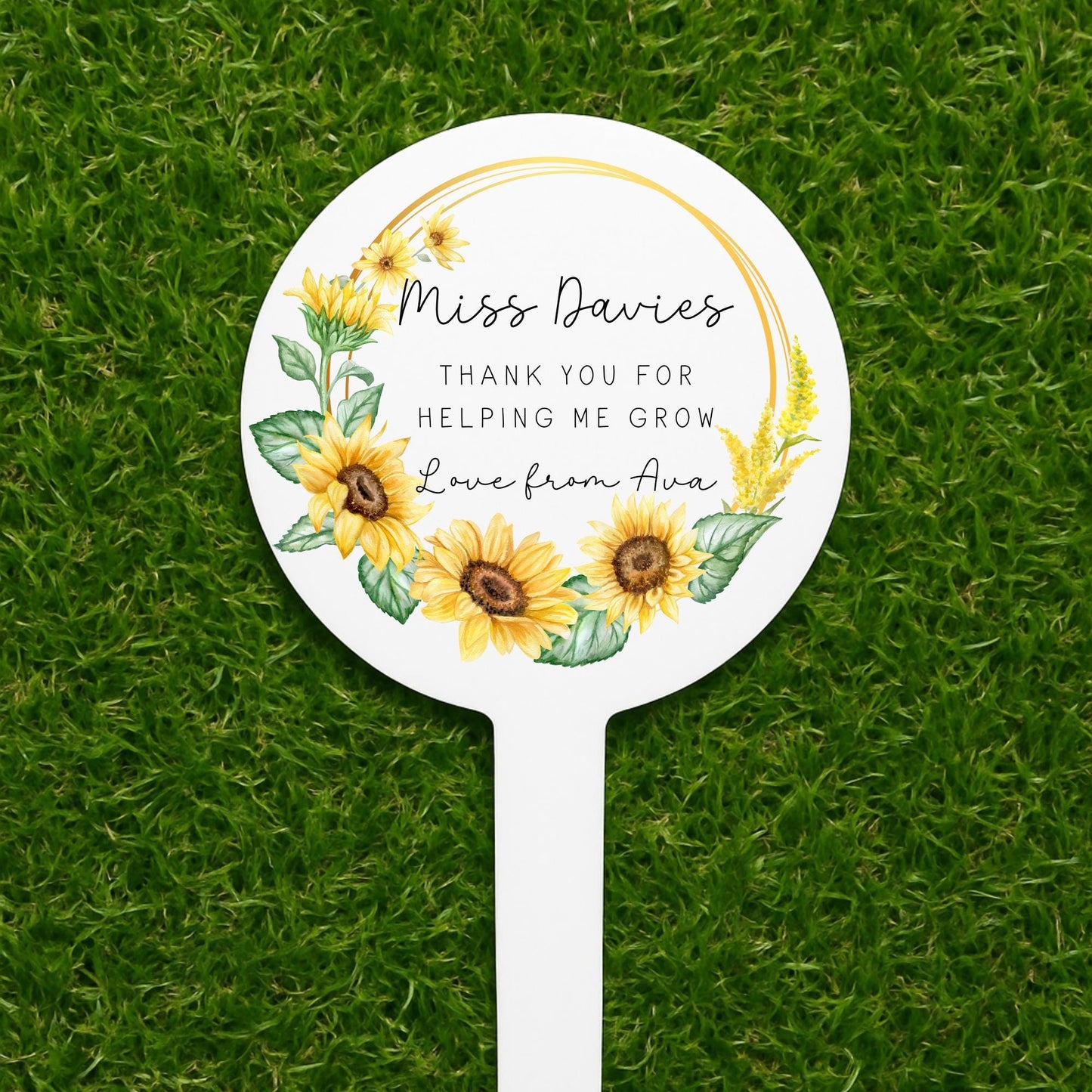 Personalised Teacher Gift Plant Stake End Of Term Thank you Present Sunflower Marker