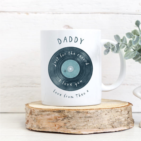 Father's Day Mug For The Record Personalised Vinyl Daddy Dad Grandad Music Gift