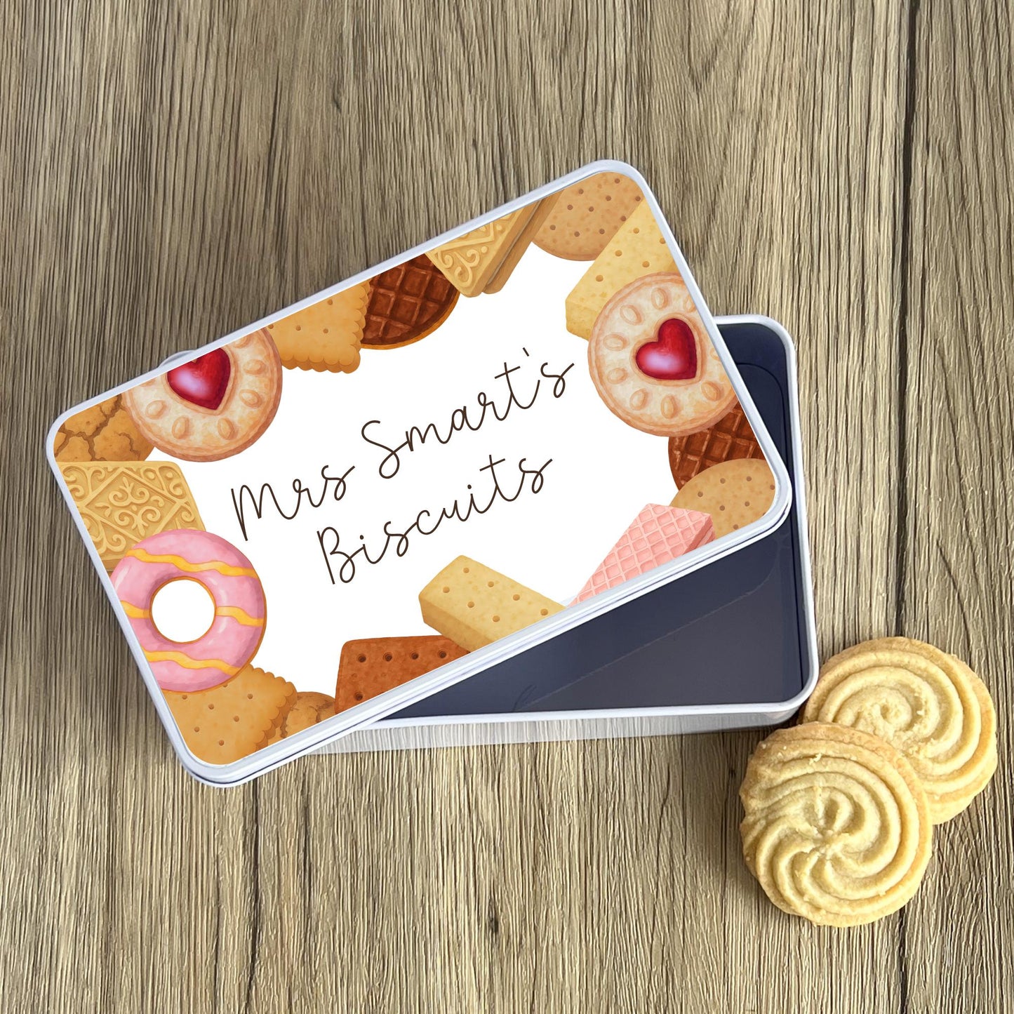 Personalised Teacher Biscuit Tin - End Of Term Gift - Thank You School Present - Custom Treat Cookie Cake Tin