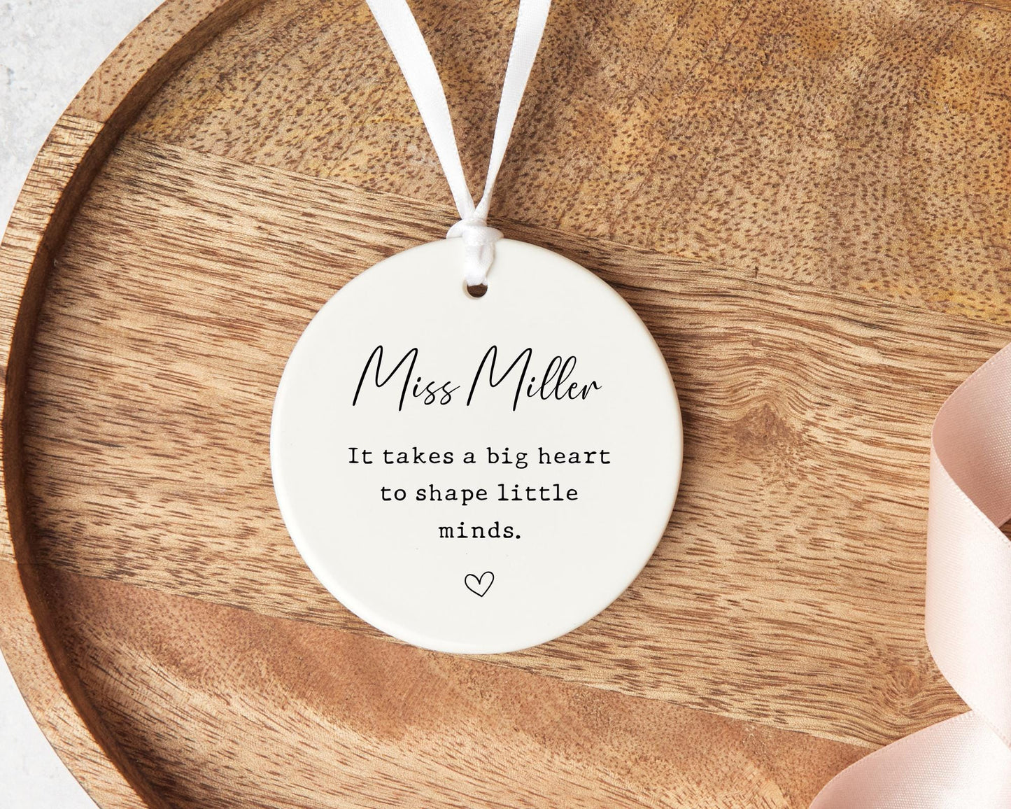 Big Hearts Little Minds - Personalised Teacher Gift - Ceramic Keepsake - End Of Term Present - Leaving Gift