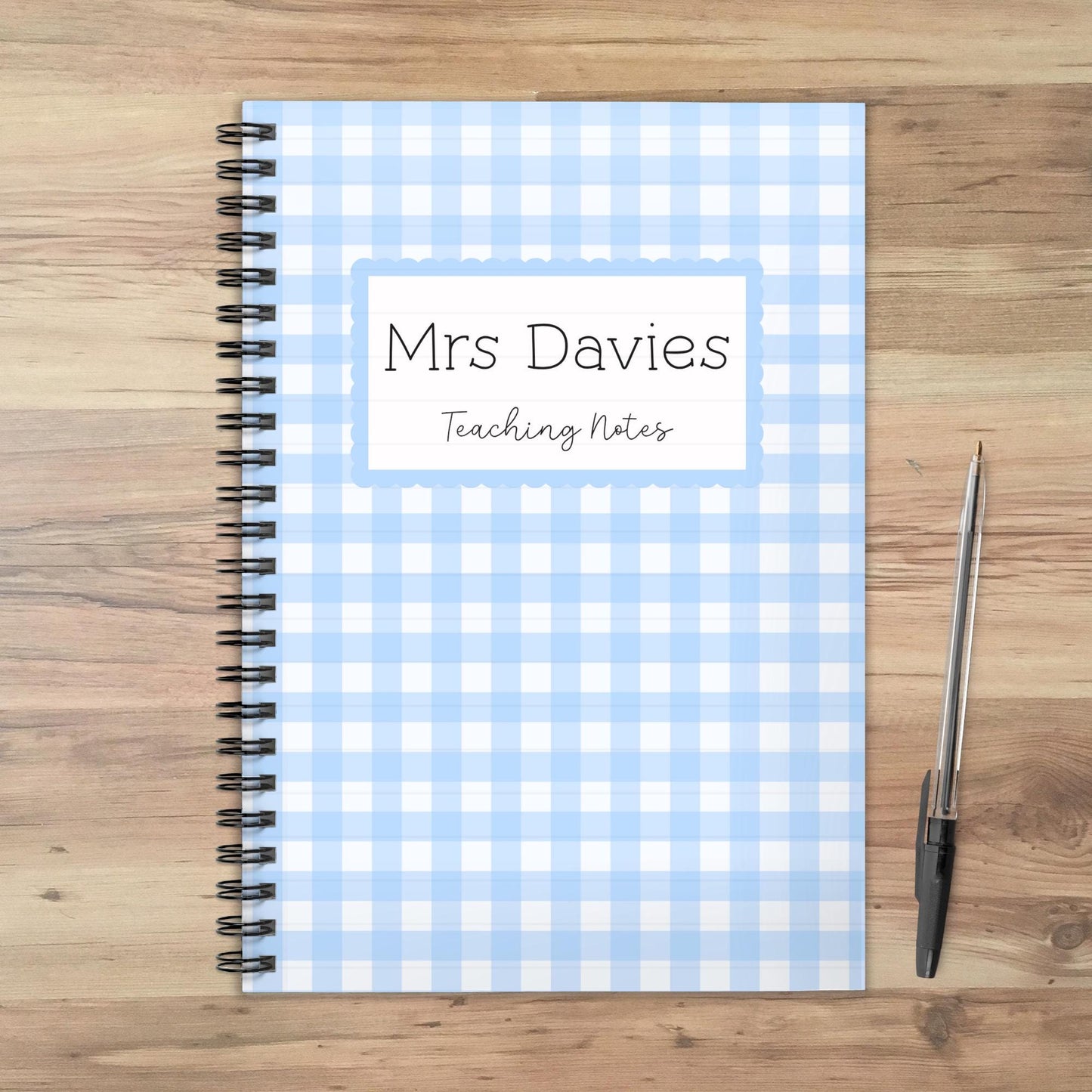 Personalised Teacher Notebook: Gingham Design, End of Term Gift