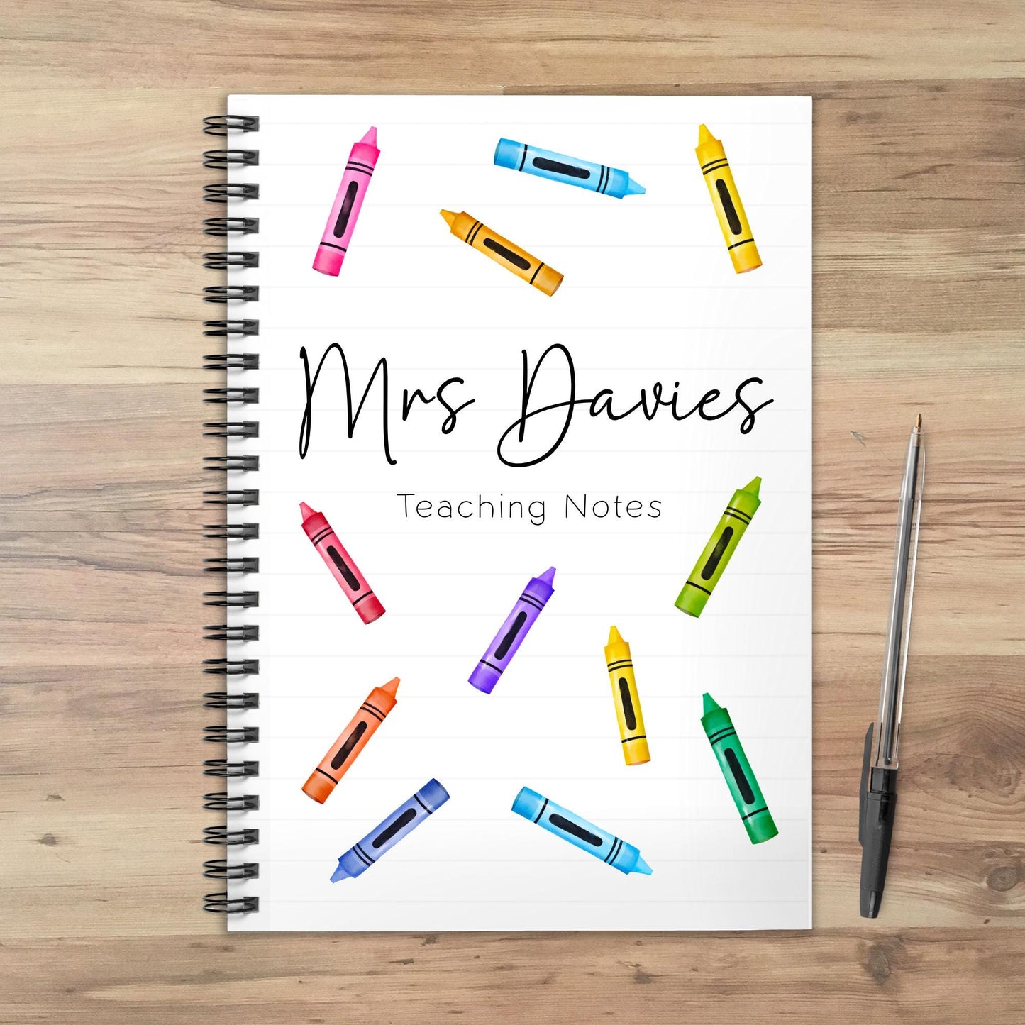Personalised Teacher Notebook: End of Term Gift, Crayon Design