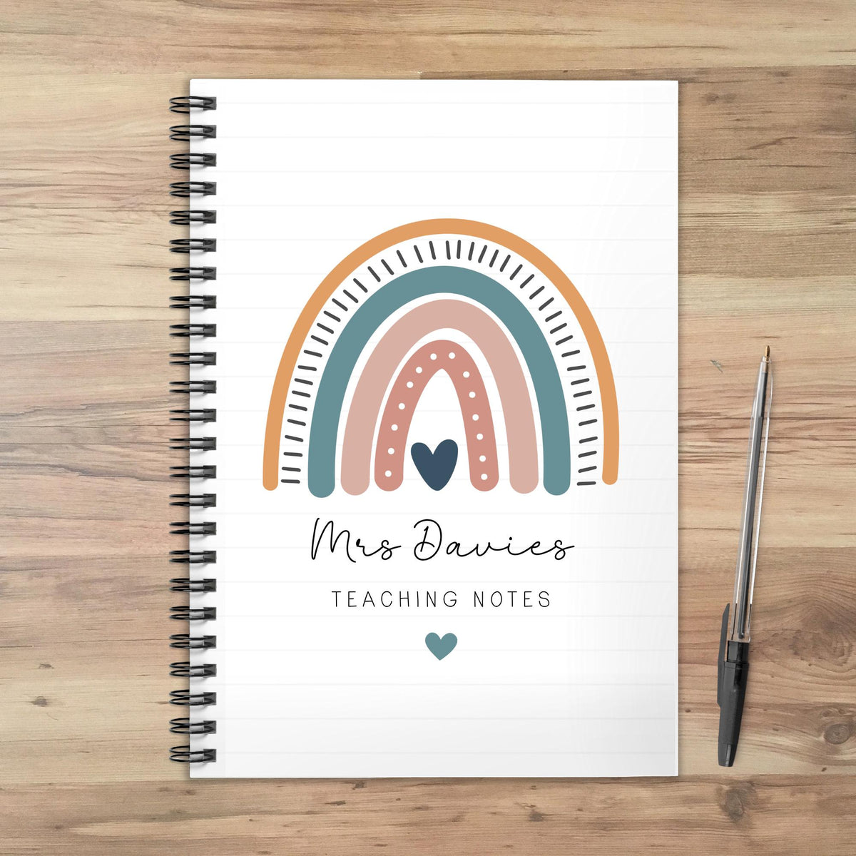 Personalised Teacher Notebook: Rainbow End of Term Gift