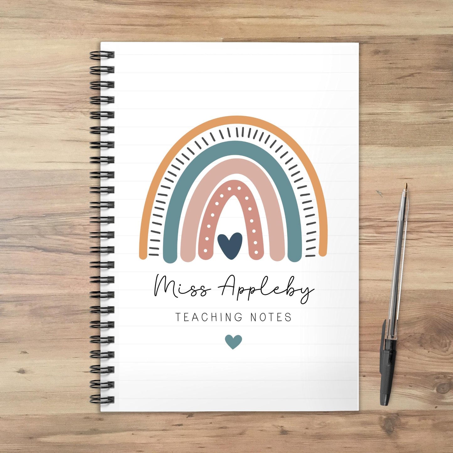 Personalised Teacher Notebook: Rainbow End of Term Gift
