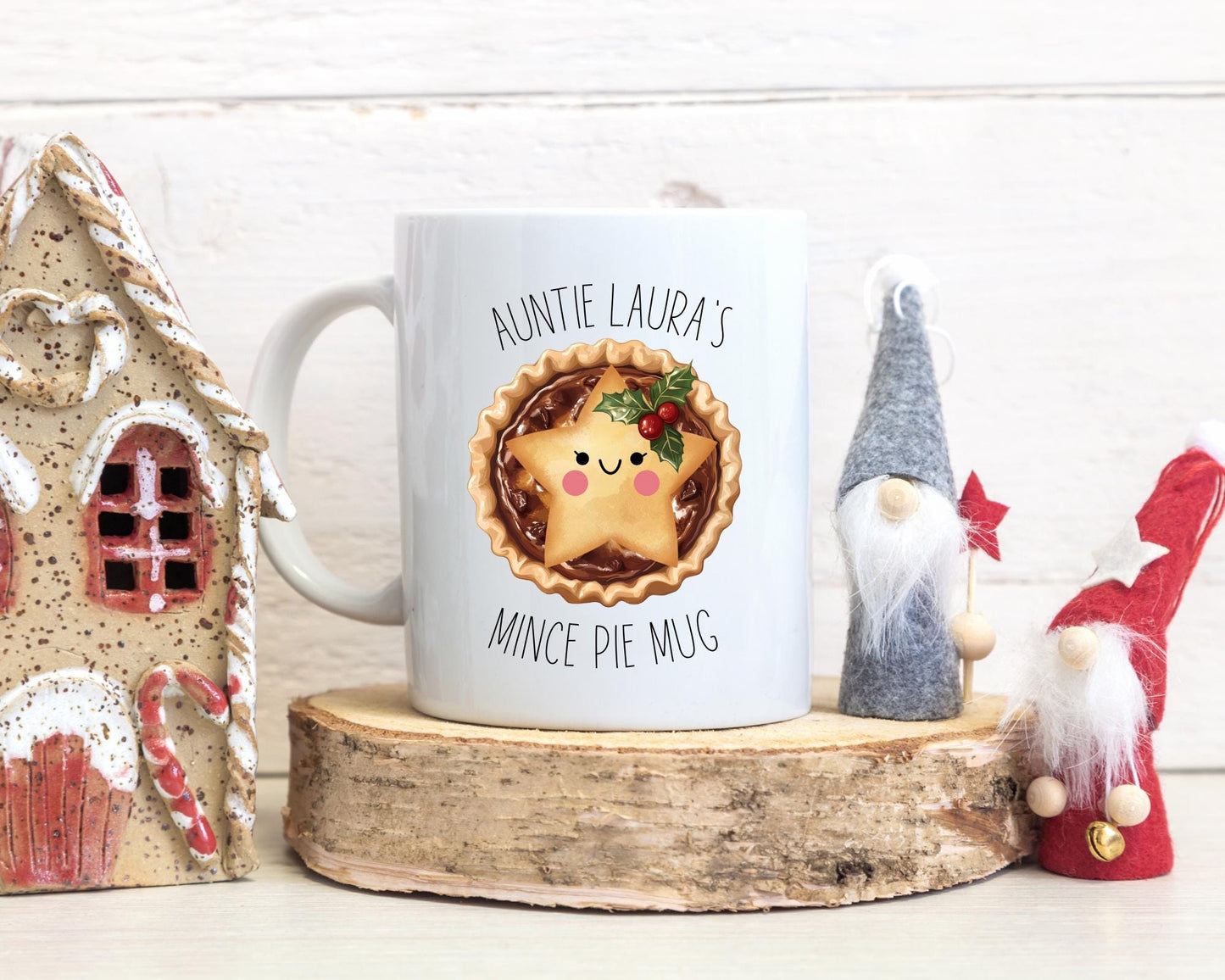 Personalised Christmas Mince Pie Mug - Xmas Name Mug - Stocking Filler Gift - Secret Santa Present