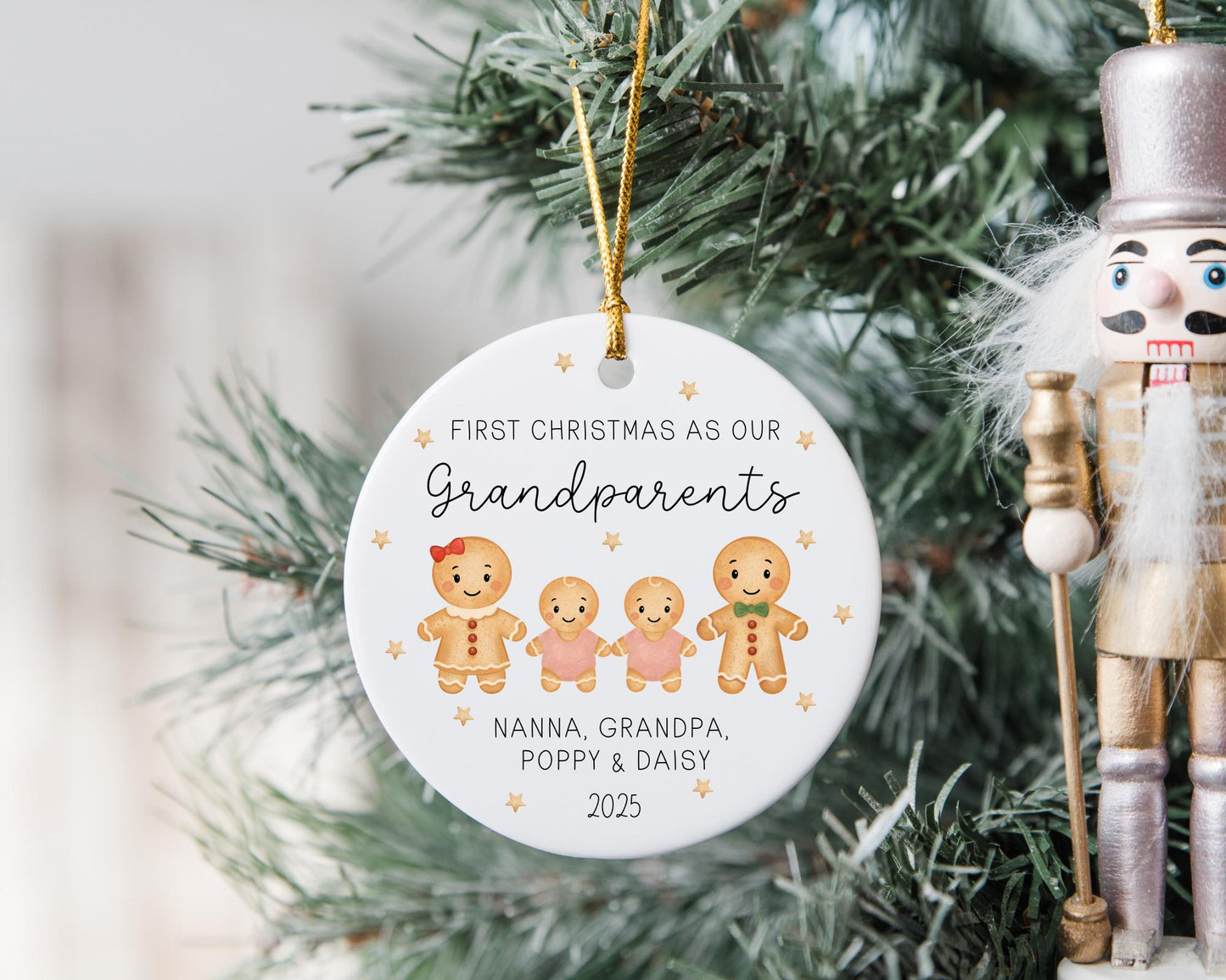 First Christmas As Grandparents Decoration Bauble Personalised Family Xmas Ornament Gift