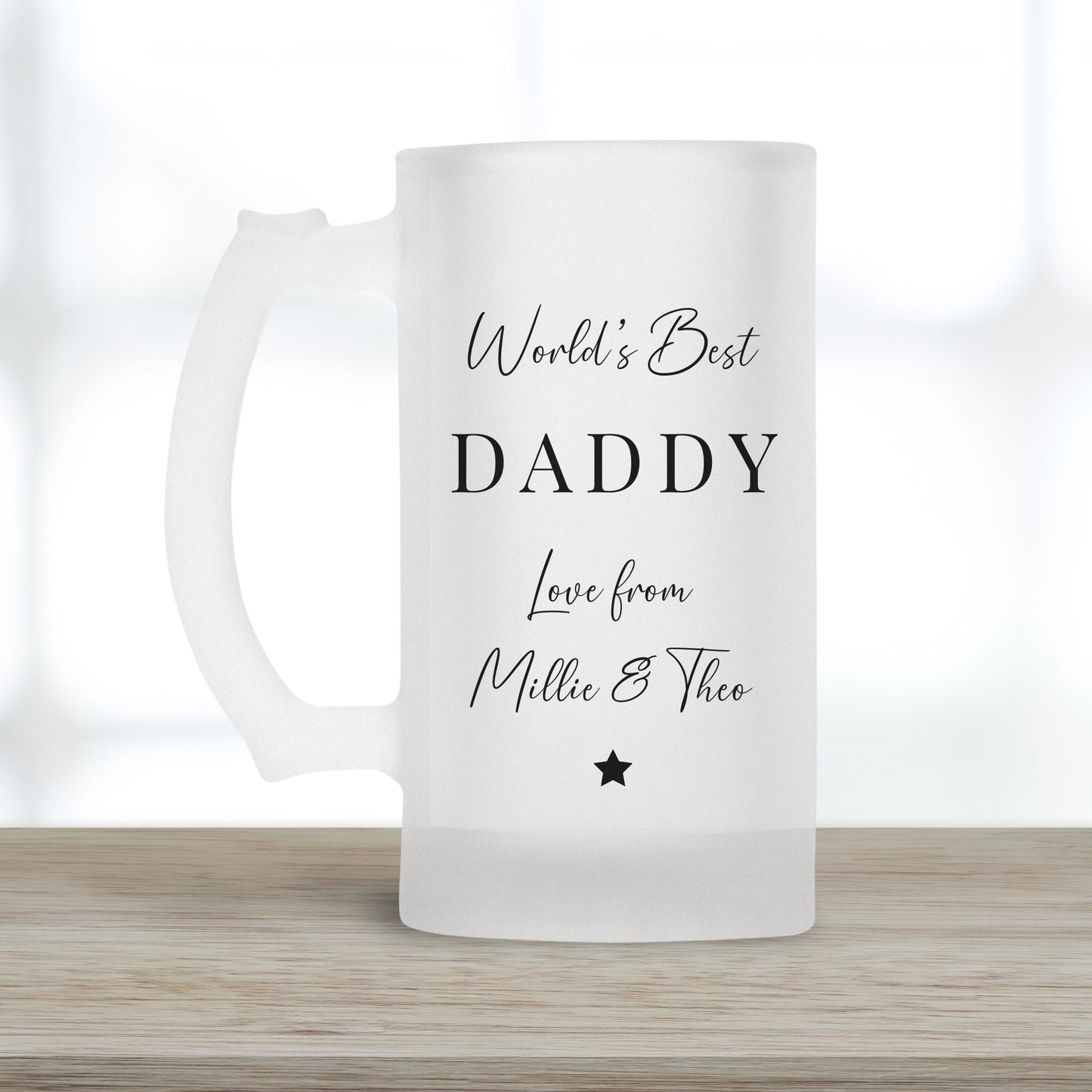 Personalised Daddy/Dad Beer Glass World's Best Photo Birthday Gift