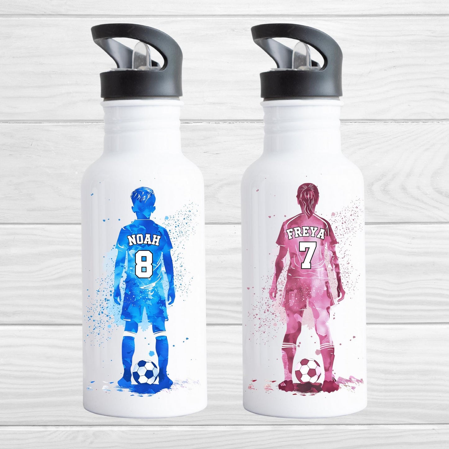 Personalised Football Water Bottle: Back To School, Stainless Steel, 500ml
