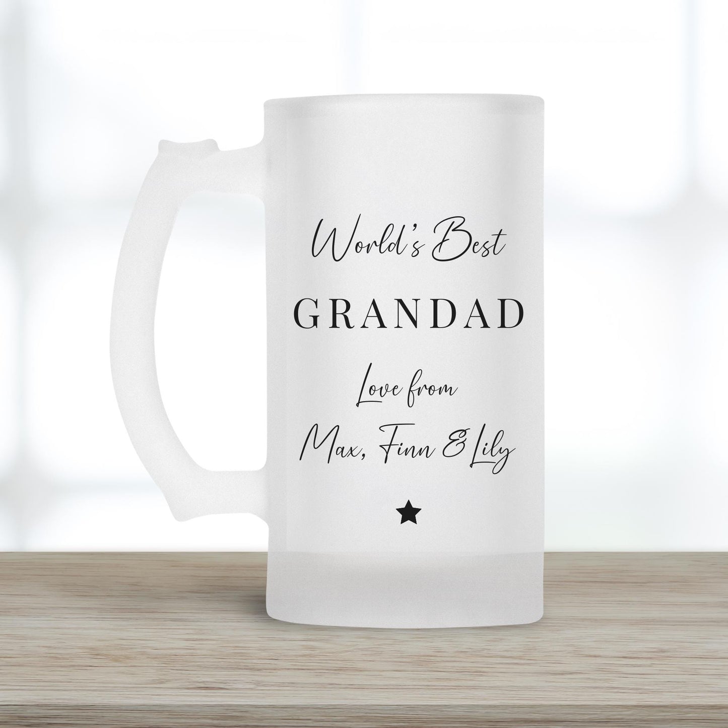 Personalised Beer Glass - World's Best Grandad - Grandpa Birthday Gift - Photo Gift Grampy - Drink Stein Present
