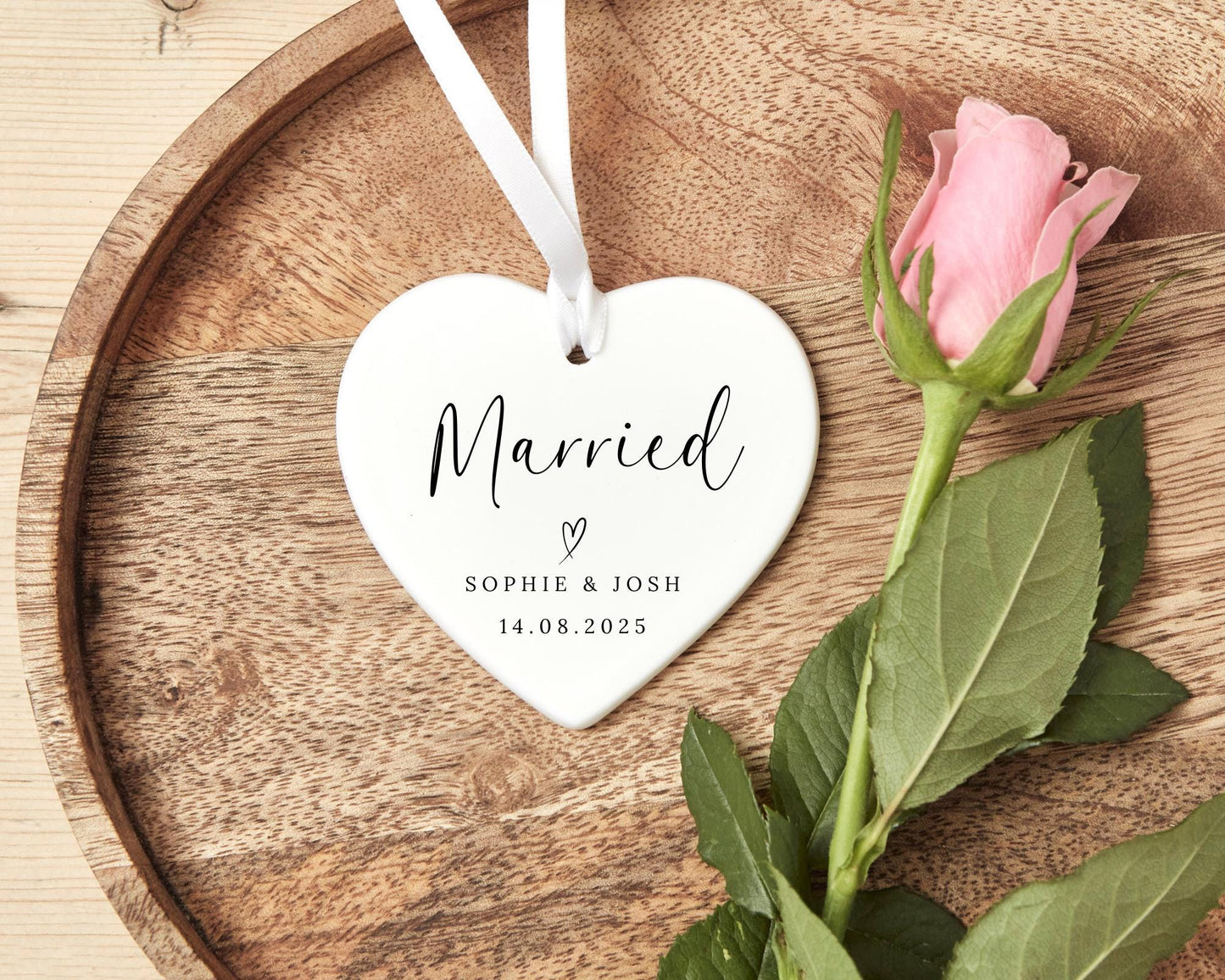 Wedding Gift Personalised Ceramic Keepsake New Married Couple Ornament