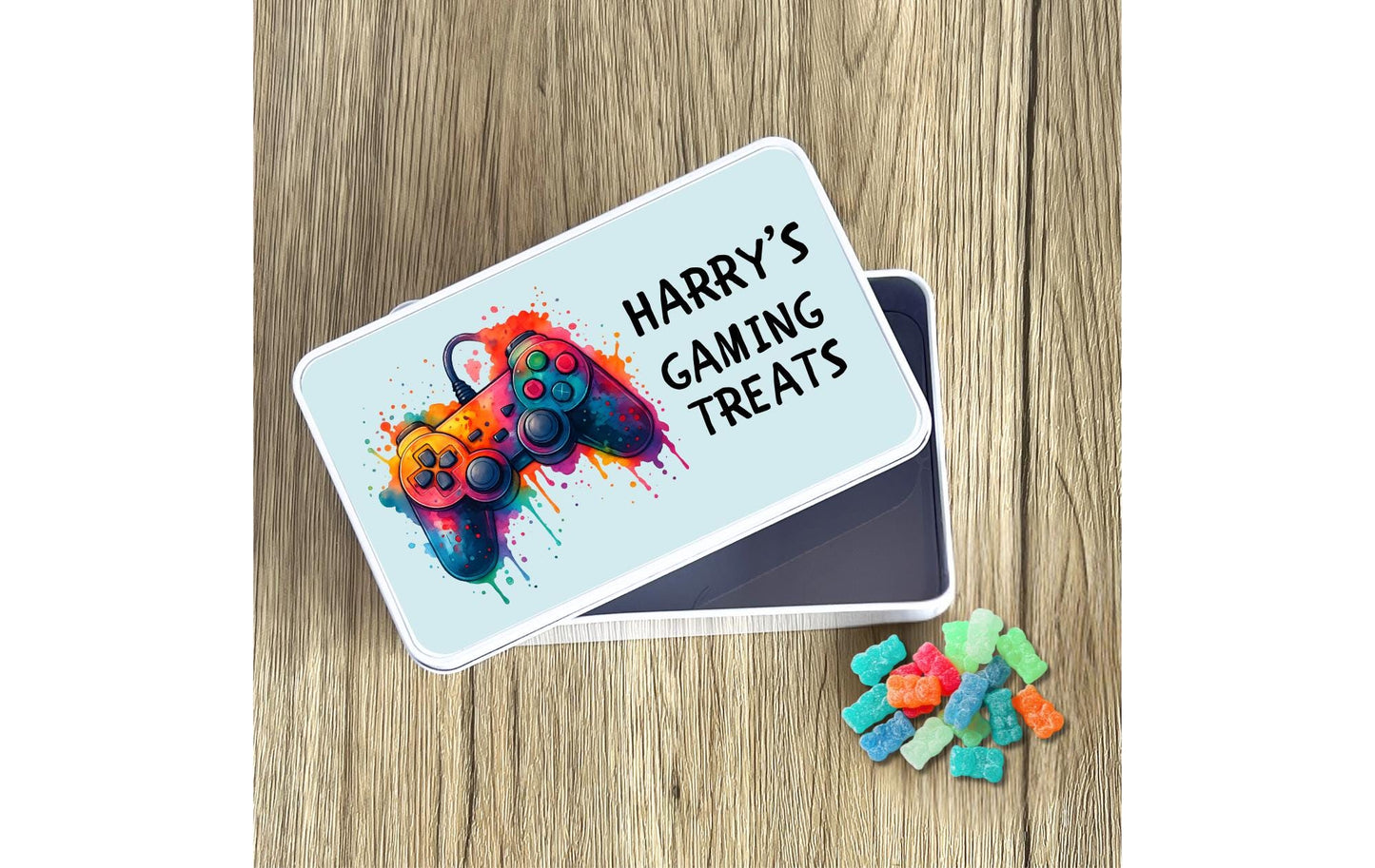 Personalised Gaming Snacks Tin Custom Gamer Treats Gift
