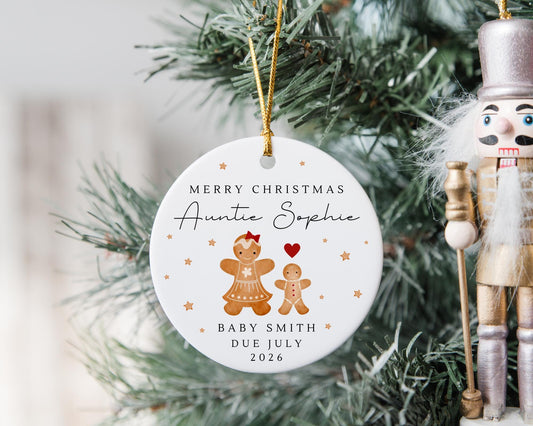 Auntie & Uncle Pregnancy Reveal Christmas Decoration Announcement Personalised Ornament Gift