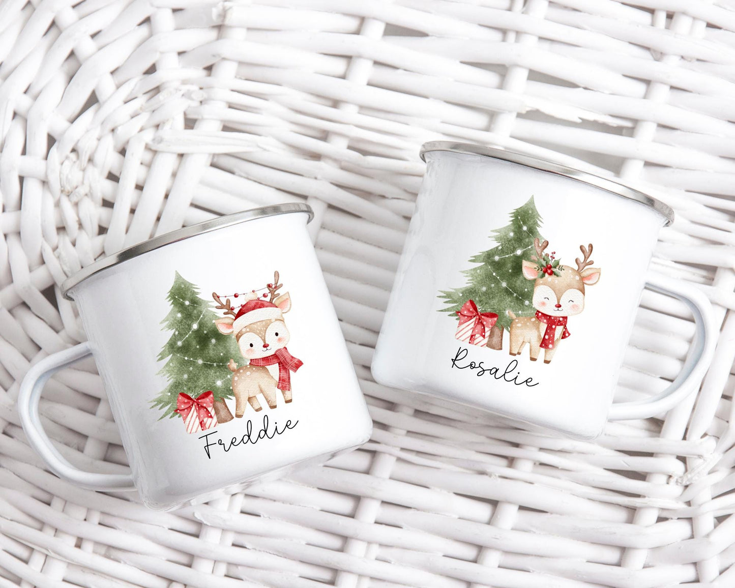 Personalised Children's Christmas Mug Enamel Kids Cup Gift