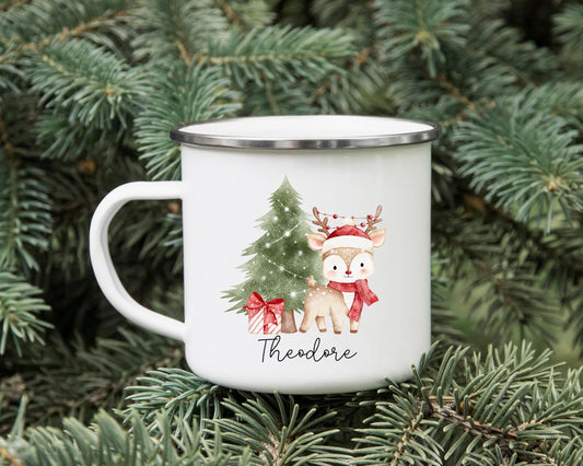 Personalised Children's Christmas Mug Enamel Kids Cup Gift