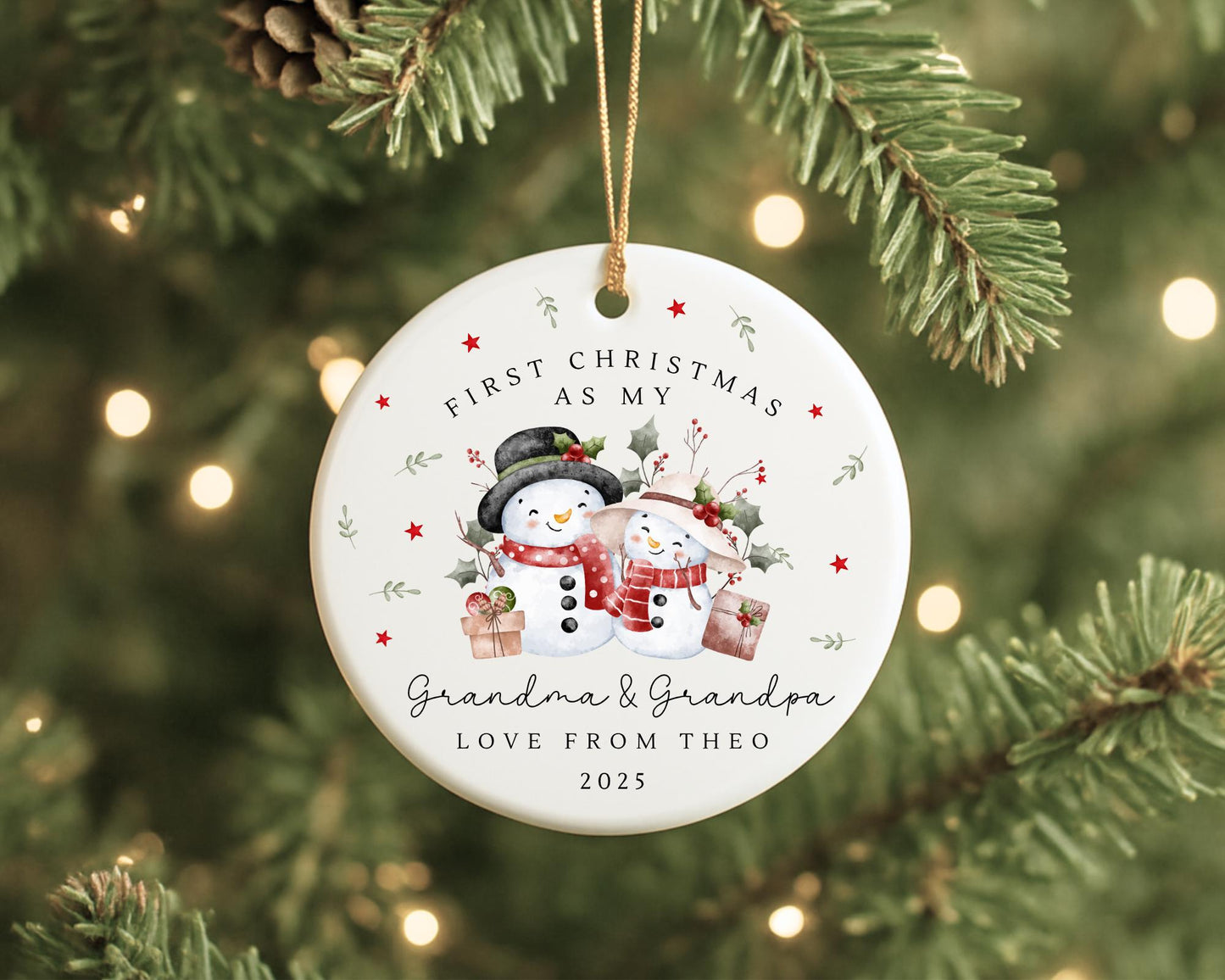 First Christmas As Nanny & Grandad Personalised Bauble Ornament Grandparents Xmas Decoration Gift
