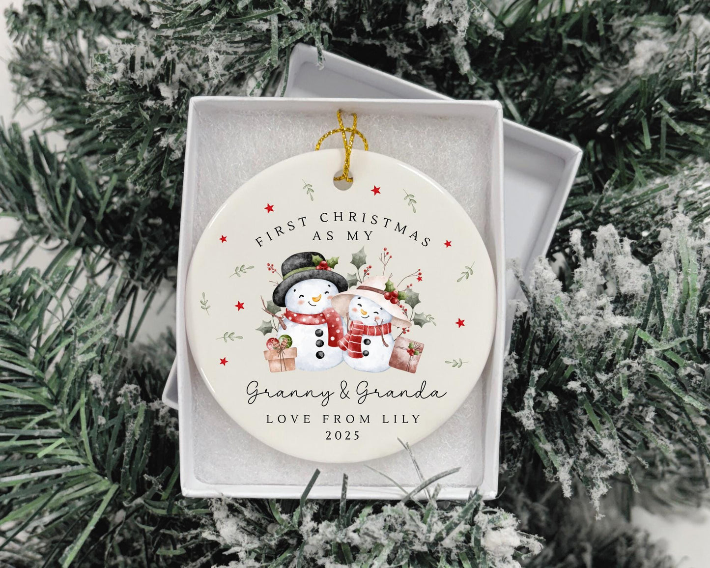 First Christmas As Nanny & Grandad Personalised Bauble Ornament Grandparents Xmas Decoration Gift