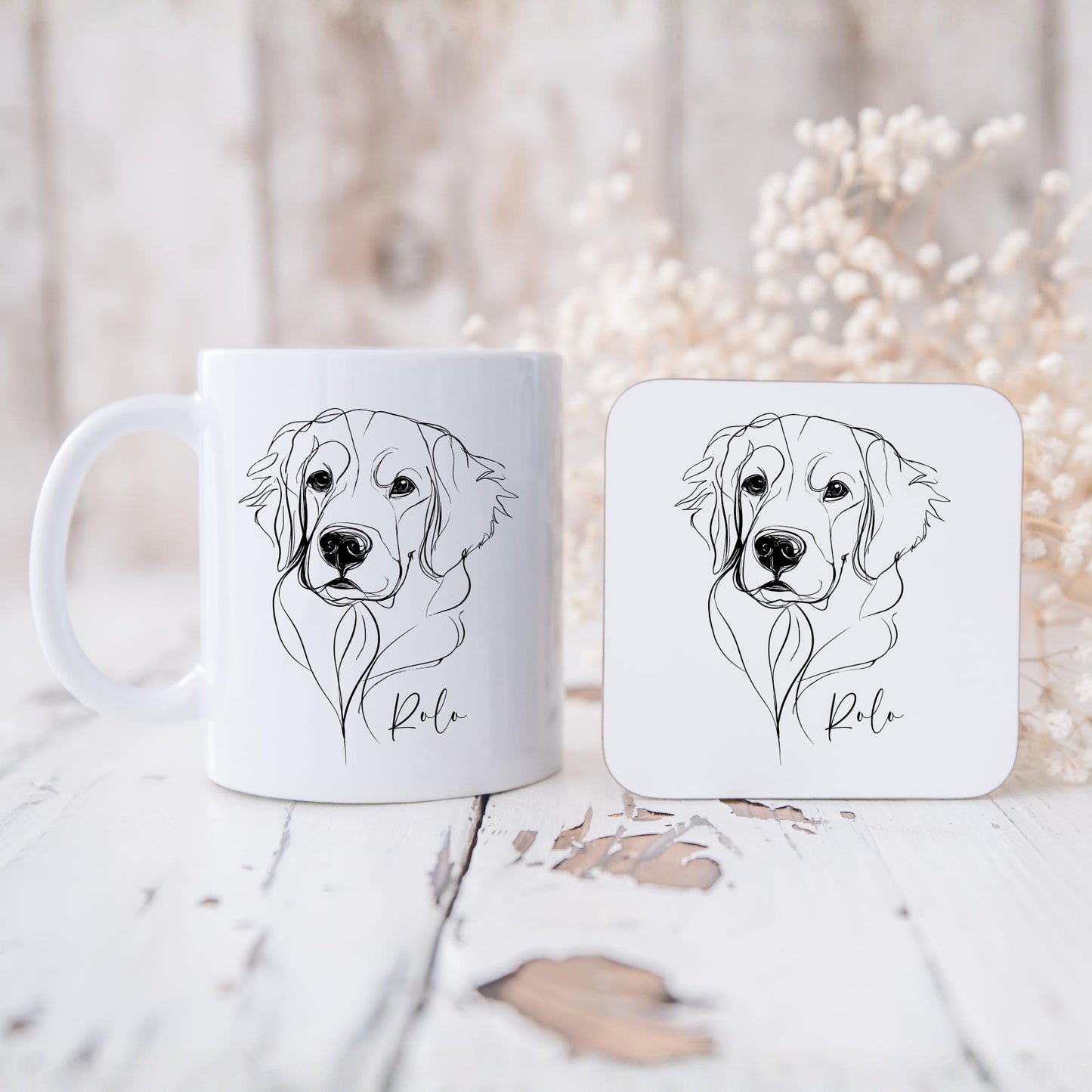 Golden Retriever Personalised Mug Line Art Dog Gift