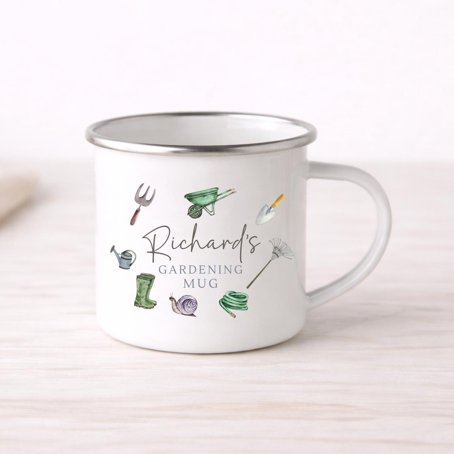 Personalised Gardening Mug Enamel Garden Gift