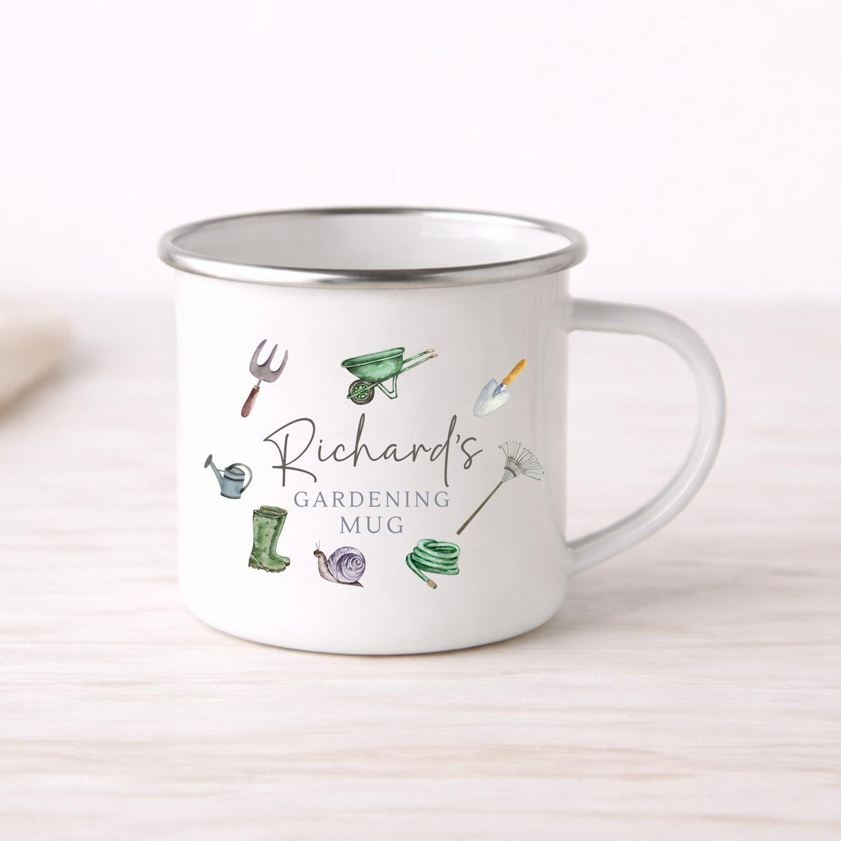 Personalised Gardening Mug Enamel Garden Gift