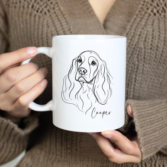 Cocker Spaniel Personalised Mug Line Art Dog Gift