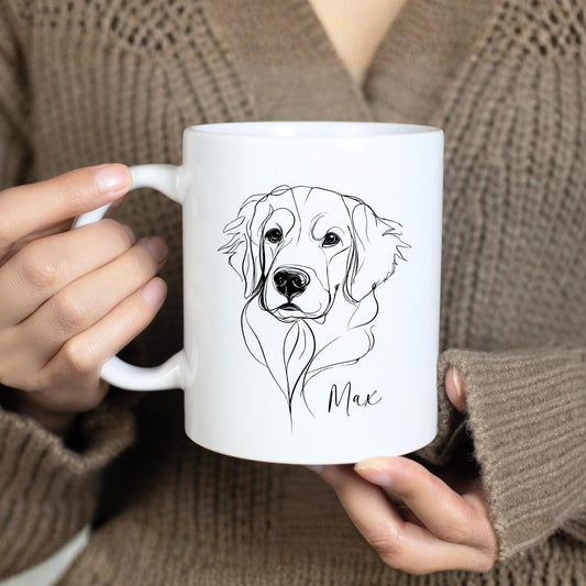 Golden Retriever Personalised Mug Line Art Dog Gift