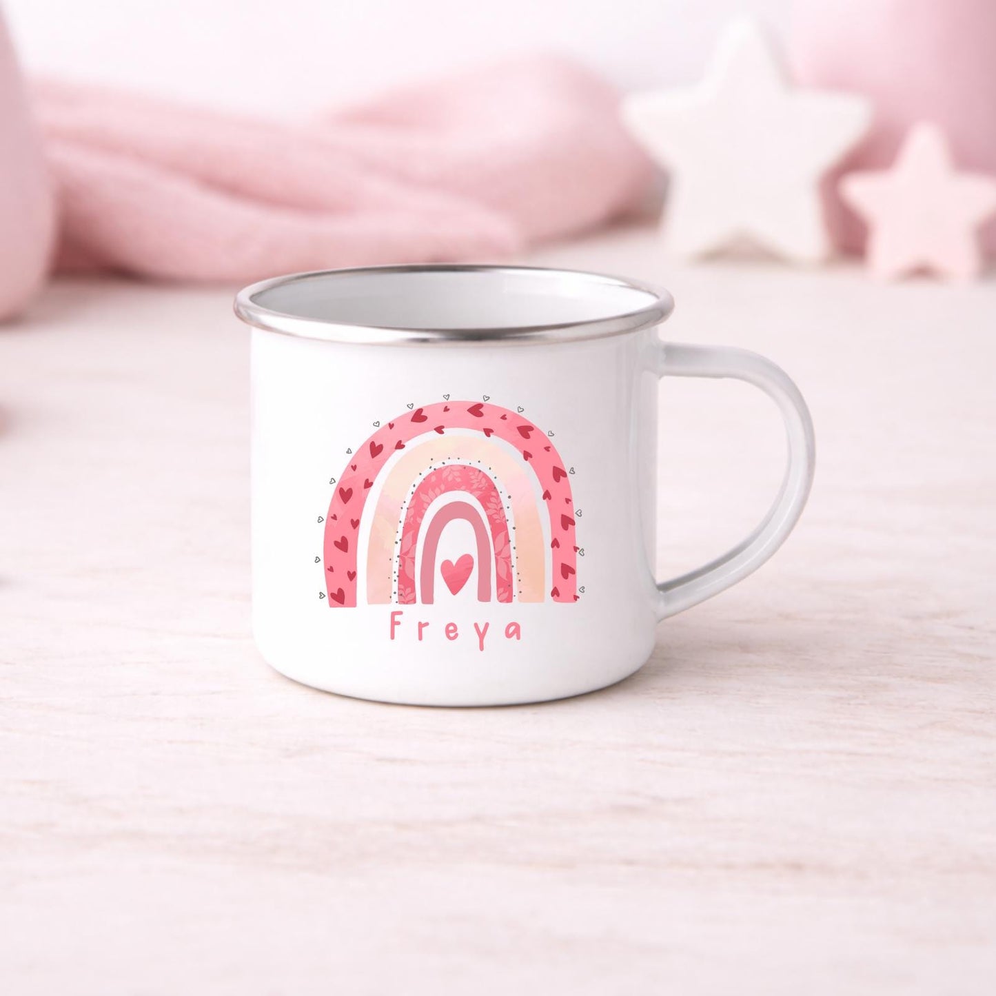 Personalised Children's Mug Big Little Sister Enamel Valentine's Cup Gift