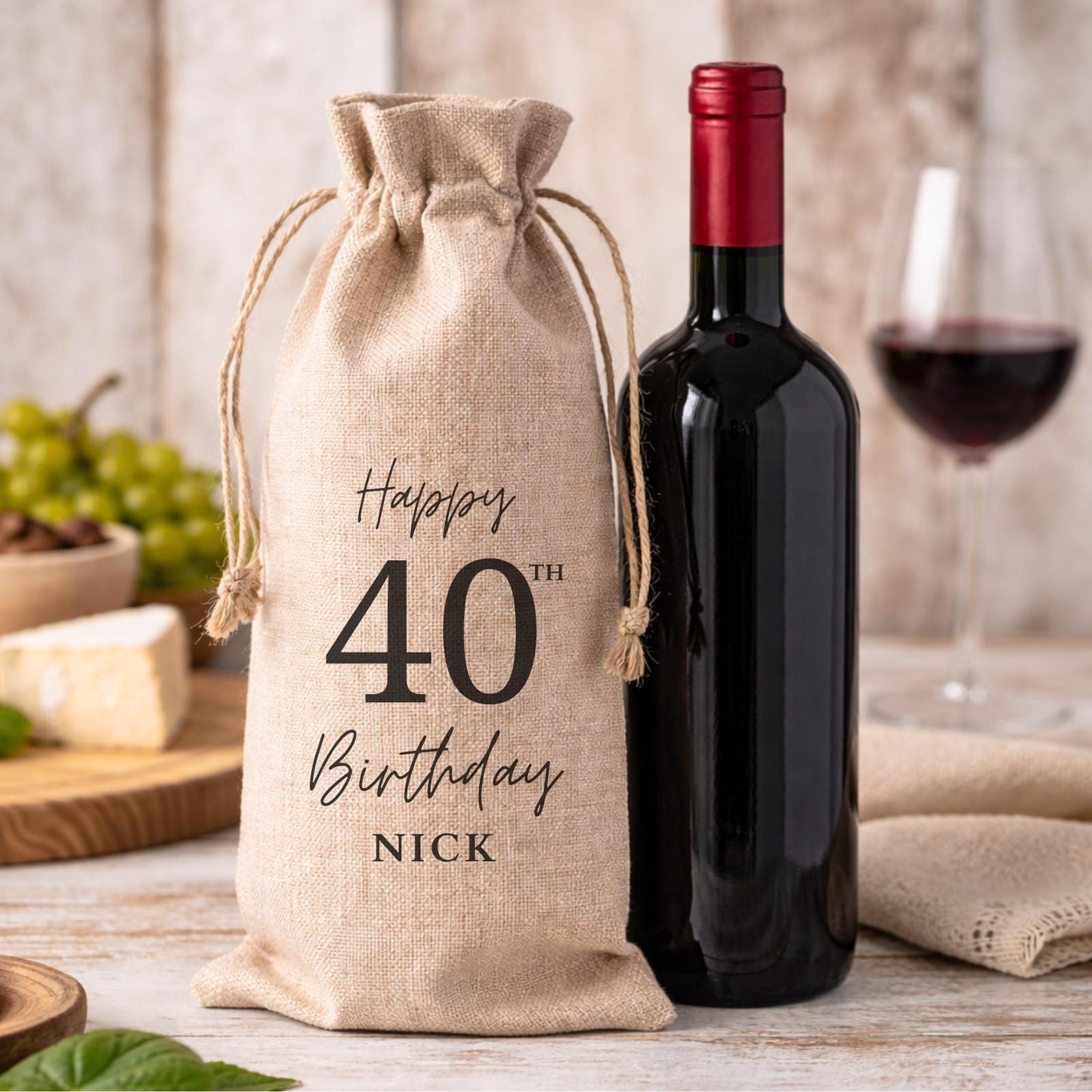 40th Birthday Personalised Wine Bottle Gift Bag Drinks Gift