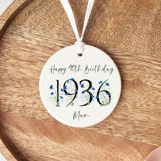 90th Birthday Gift Personalised 1936 Ninety Ceramic Heart Keepsake