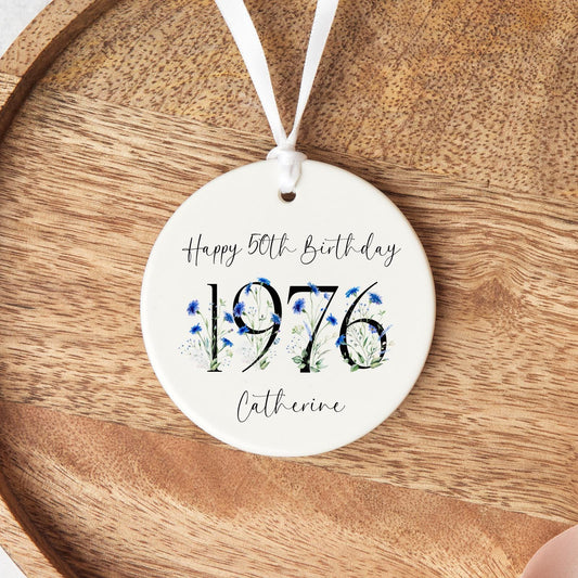 50th Birthday Gift Personalised 1976 Fifty Ceramic Heart Keepsake