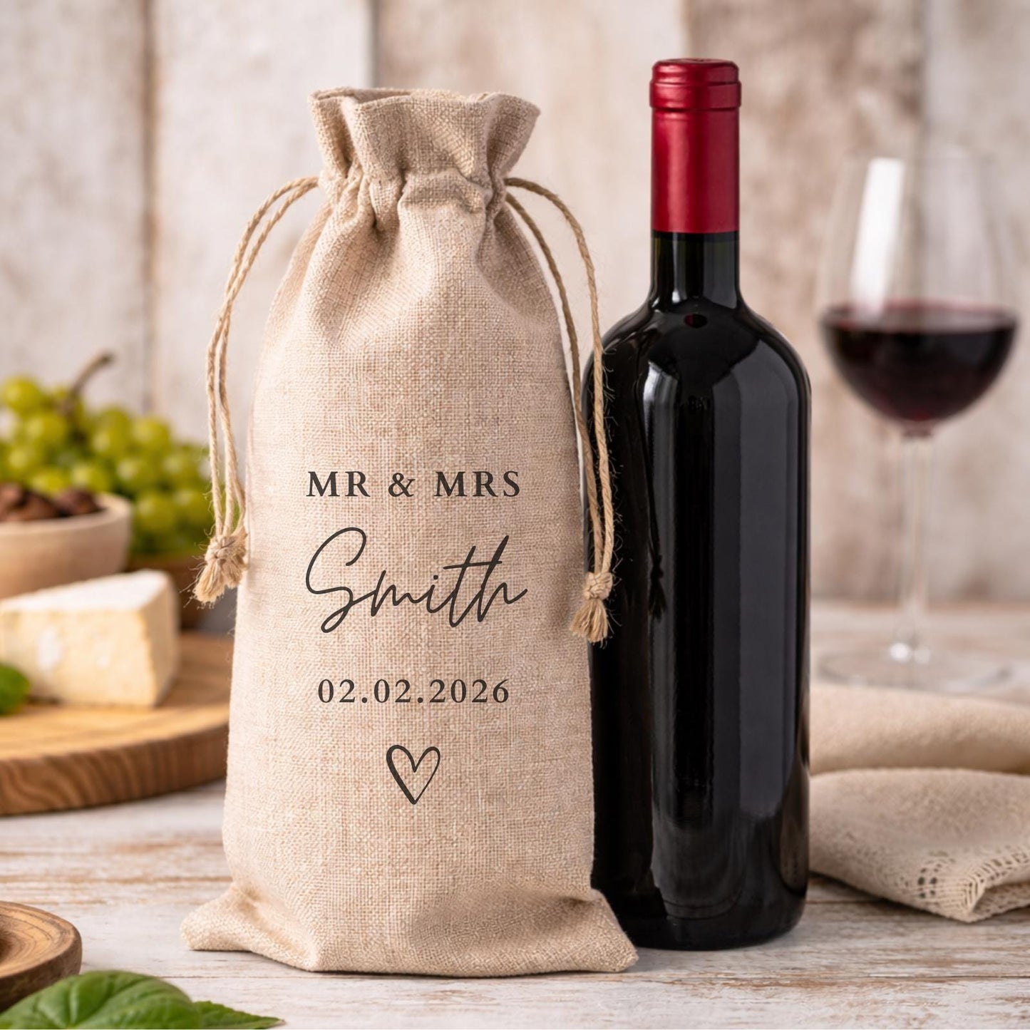 Wedding Personalised Wine Bottle Gift Bag Married Couple Drinks Gift