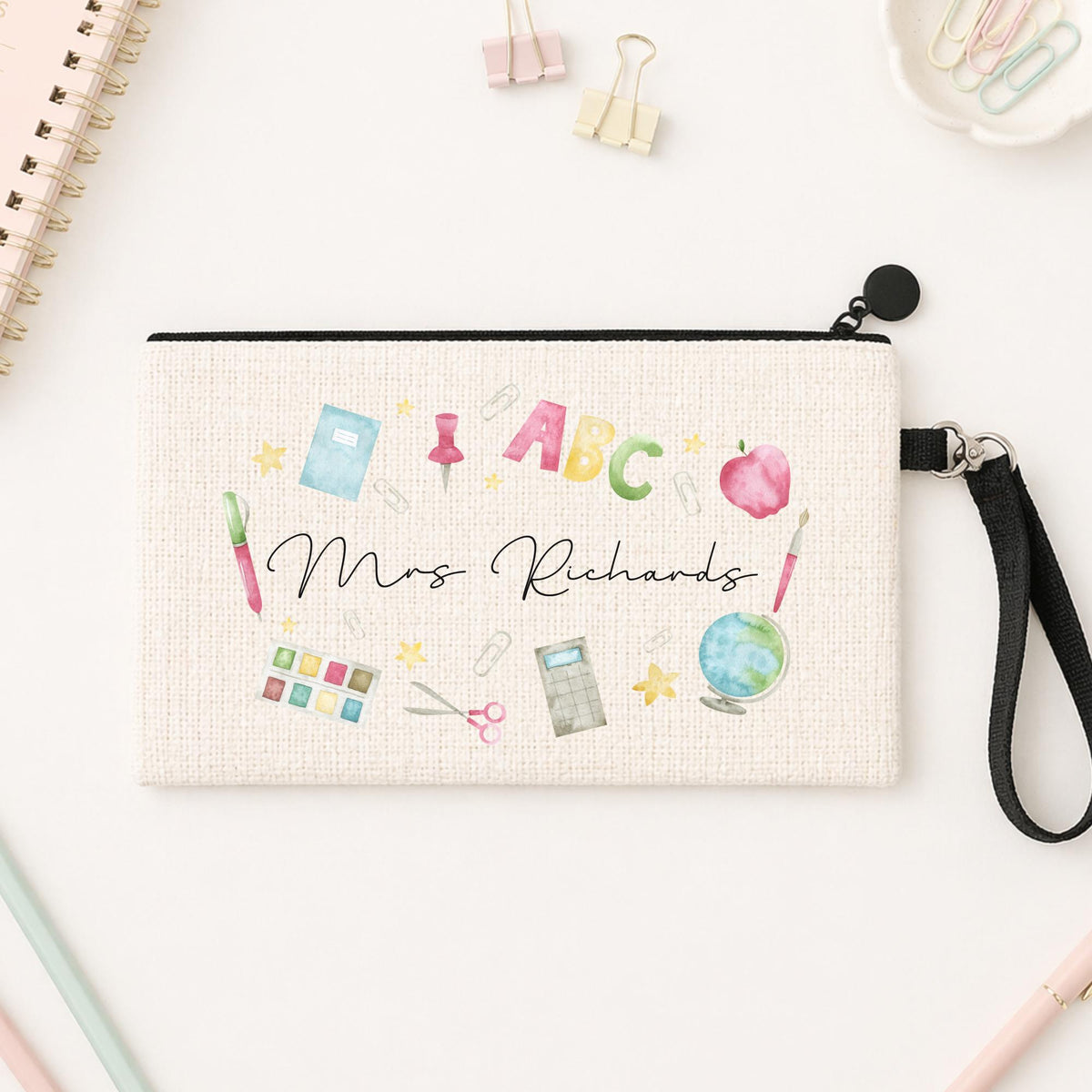 Personalized Teacher Pencil Case: Linen Back To School Gift