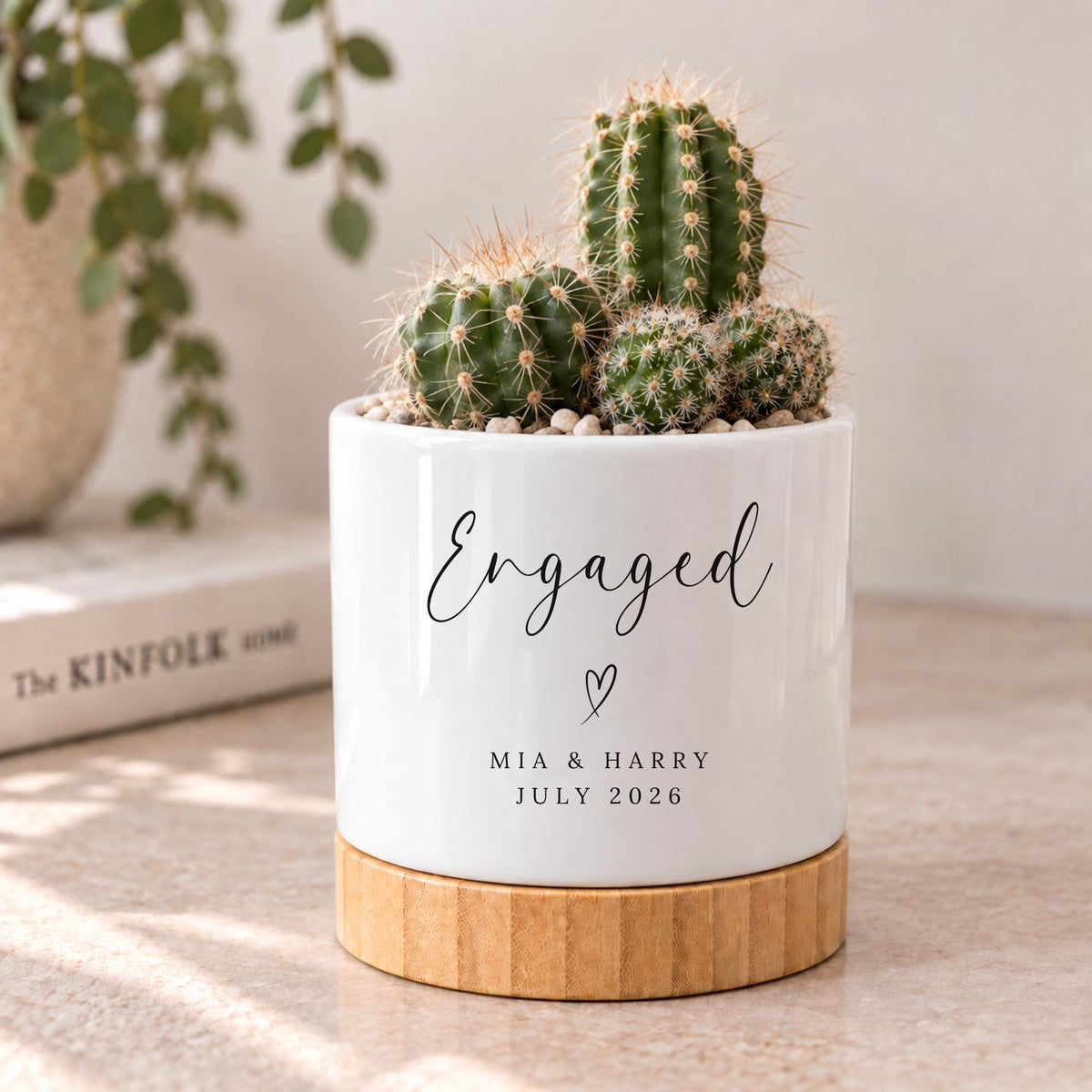 Personalised Engagement Plant Pot Engaged Couple Ceramic Planter Gift