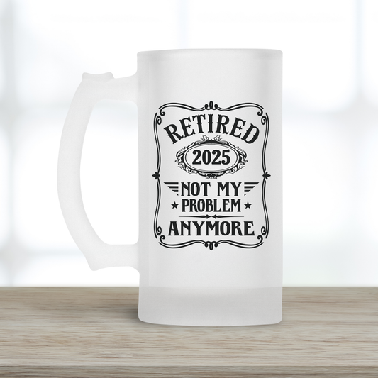 Personalised Retirement 16oz Beer Stein Glass