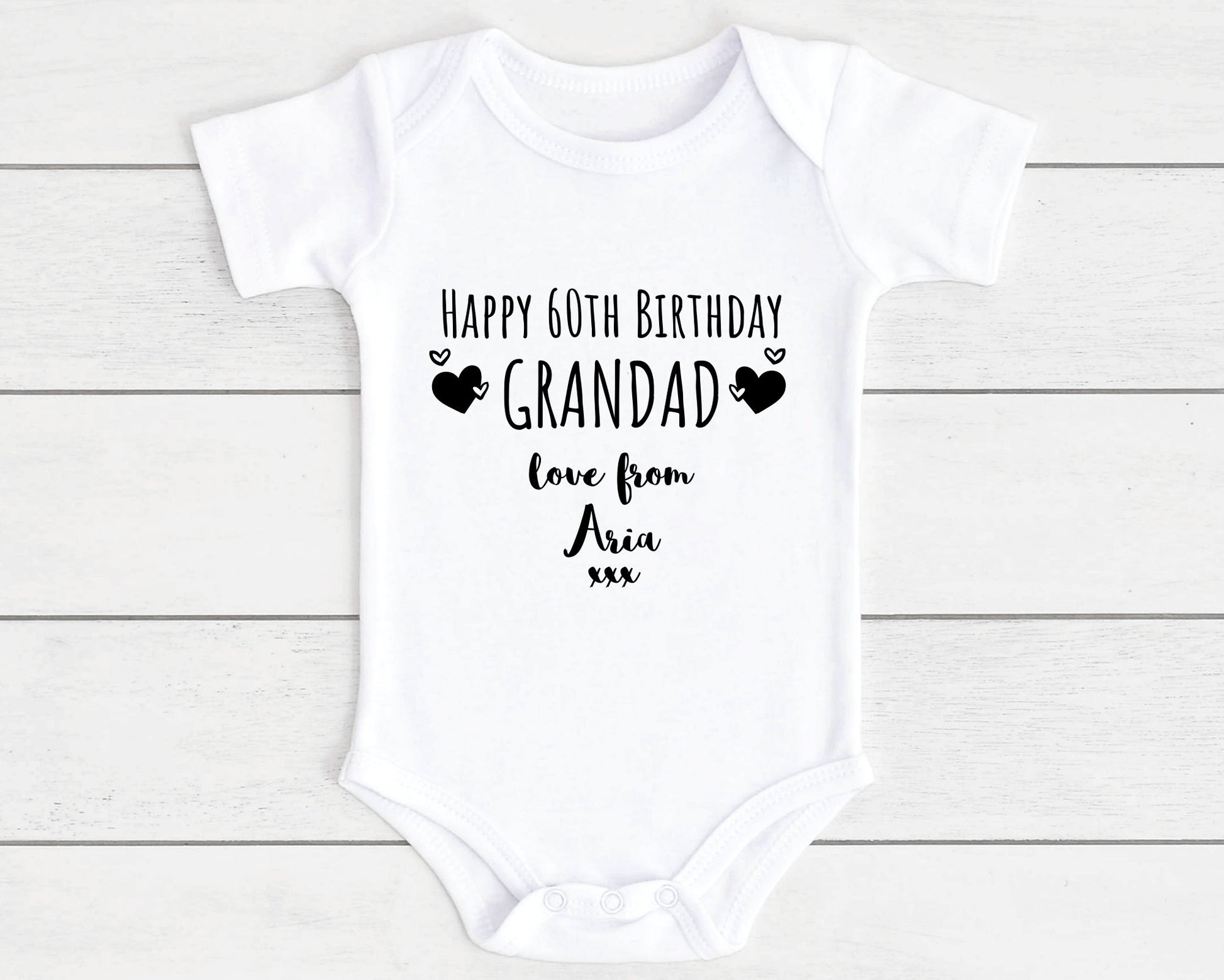 Happy Birthday Grandad Baby Vest Bodysuit Babygrow Gift - Personalised with AGE & NAME